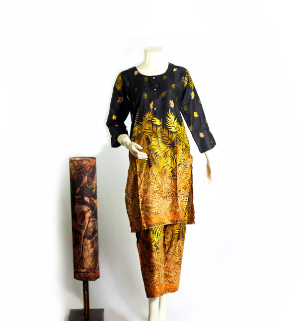 Lawn Dress For Girls - Printed 2 PC Stitched Shirt & Trouser - Black