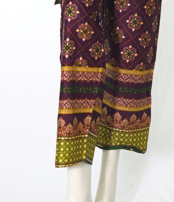 Lawn Dress - Printed 2 PC Stitched Shirt & Trouser - Purple Colour - Image 3