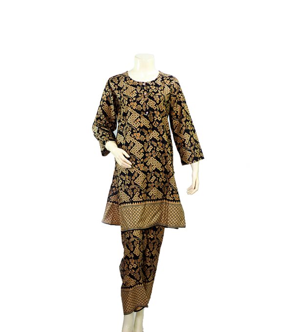 Lawn Dress - Printed 2 PC Stitched Shirt & Trouser - Black Colour