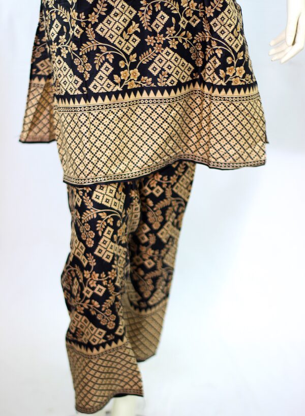 Lawn Dress - Printed 2 PC Stitched Shirt & Trouser - Black Colour - Image 3