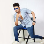 Mens Casual Stripe Half Sleeves Shirt Blue Colour