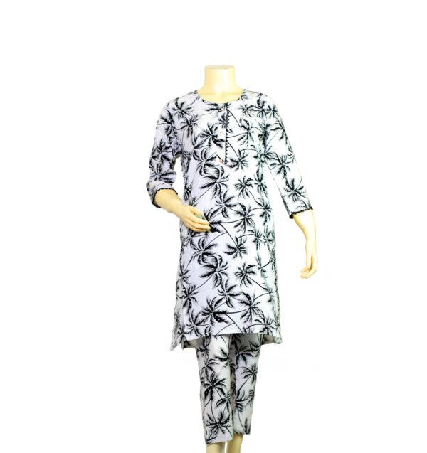 Boski Linen Dress - 2 PC Stitched Shirt & Trouser - White Colour