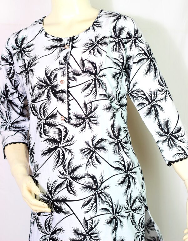 Boski Linen Dress - 2 PC Stitched Shirt & Trouser - White Colour - Image 2