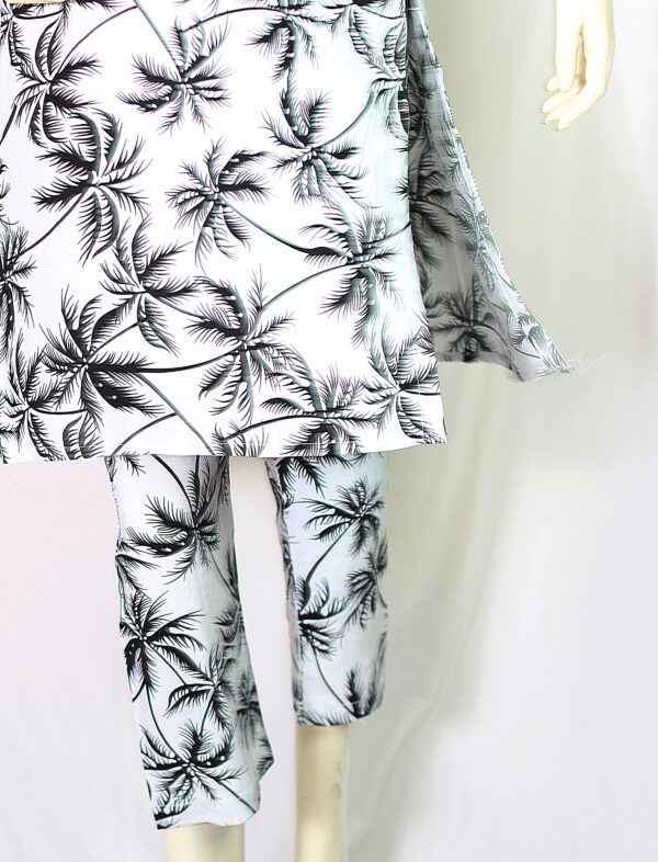 Boski Linen Dress - 2 PC Stitched Shirt & Trouser - White Colour - Image 3
