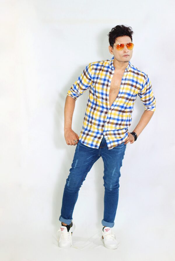 Mens Casual Wool Flannel Check Shirt Multicolour - Image 2