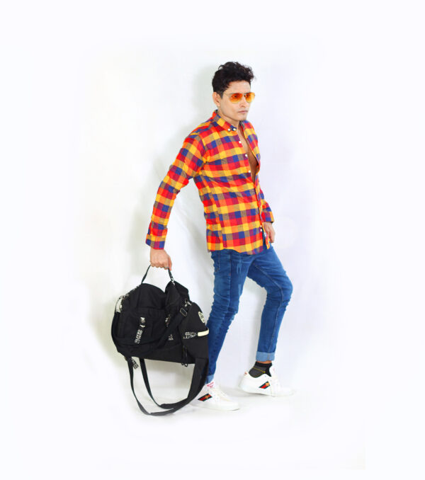 Mens Casual Wool Flannel Check Shirt Multicolour