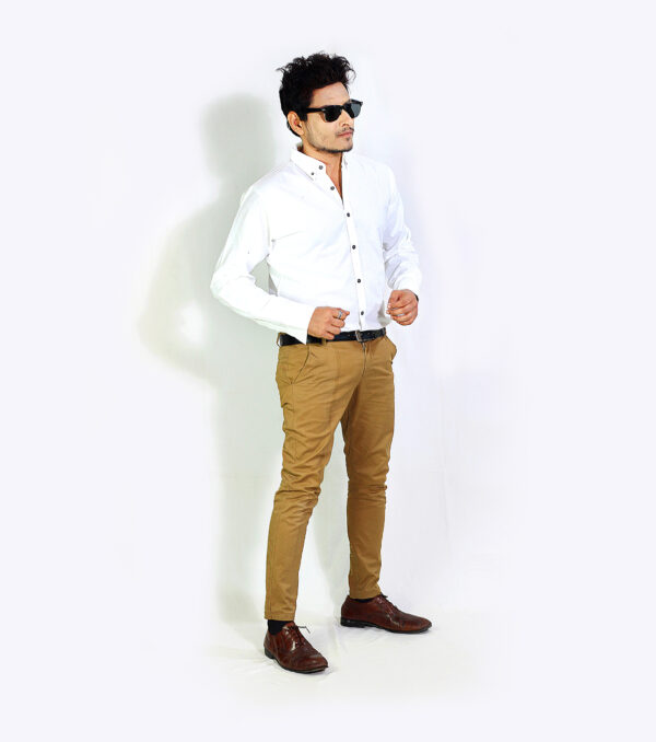 Mens Semi-Formal Plain Cotton Shirt White Colour - Image 2