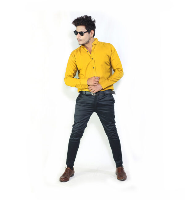 Mens Semi-Formal Plain Cotton Shirt Mustard Colour