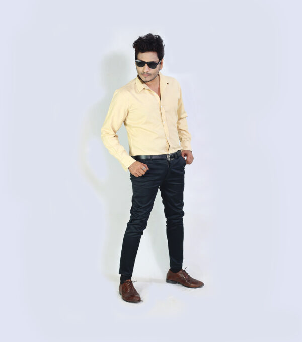 Mens Semi-Formal Plain Cotton Shirt Fawn Colour - Image 2