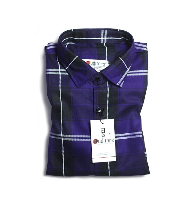 Cotton Twill Check Shirt Purple
