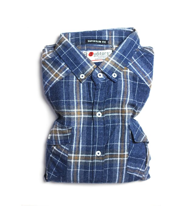 Casual Soft Wool Flannel Double Pocket Check Shirt - Code AMS-227