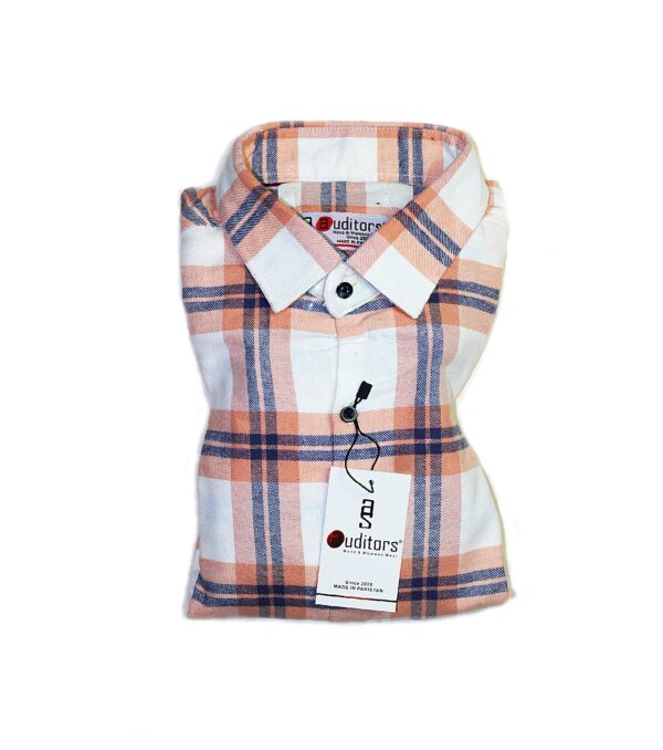 Mens Casual Wool Flannel Check Shirt Pink Colour - Image 2