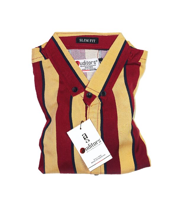 Mens Casual Boski Linen Stripe Shirt Red & Beige Colour