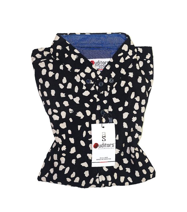 Mens Casual Boski Linen Half Sleeves Printed Shirt Black Colour