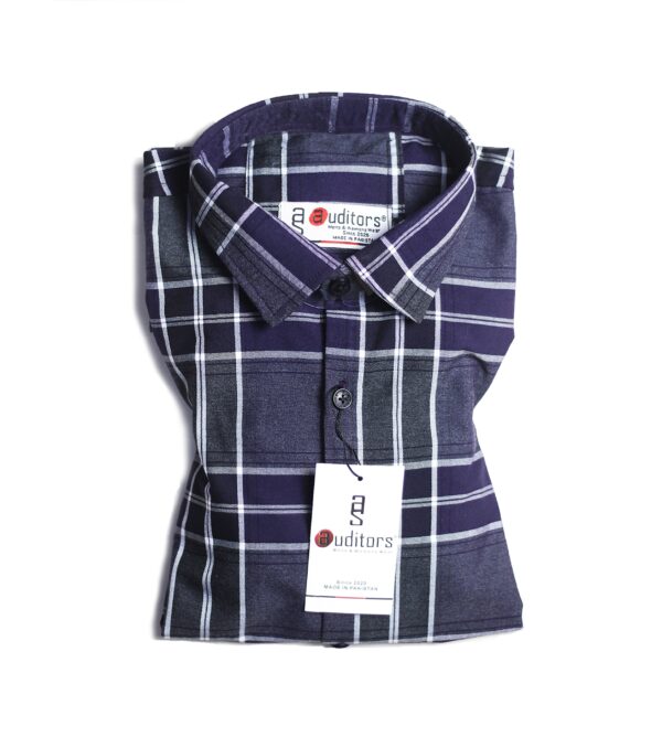 Cotton Twill Check Shirt Dark Grey