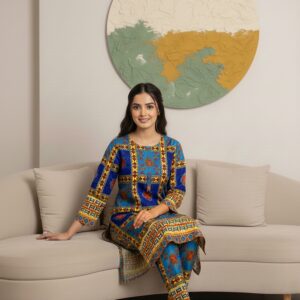 Lawn Dress - Printed 2 PC Stitched Shirt & Trouser - Multicolour