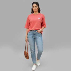 Embossed T-Shirt Dropped Shoulder