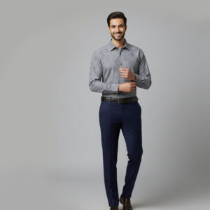 Formal Power Stretch Striped Shirt Light Grey Colour