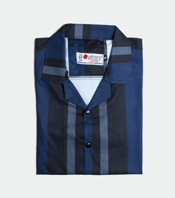 Boski Linen Summer Half Sleeves Cuban Collar Stripe Shirt - Image 3