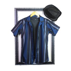 Boski Linen Summer Half Sleeves Cuban Collar Stripe Shirt