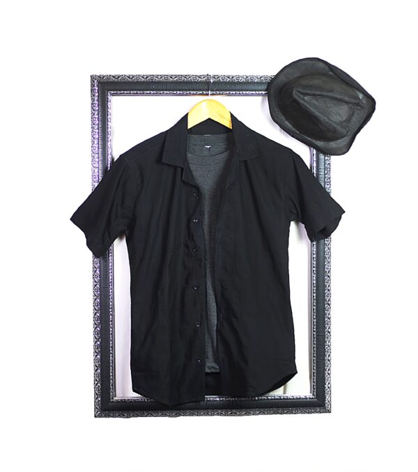 Power Stretch Summer Half Sleeves Cuban Collar Embossed Shirt