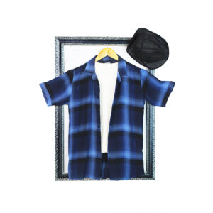 Crinkle Half Sleeves Blue Regular Fit Power Stretch Soft Cotton