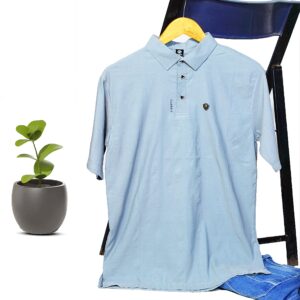 Embossed Polo T-Shirt Light Grey For Mens