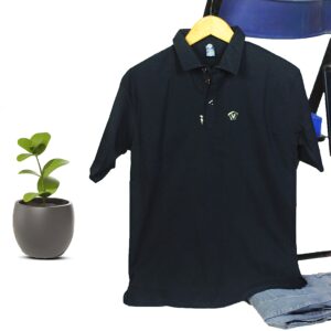 Embossed Polo T-Shirt Black For Mens