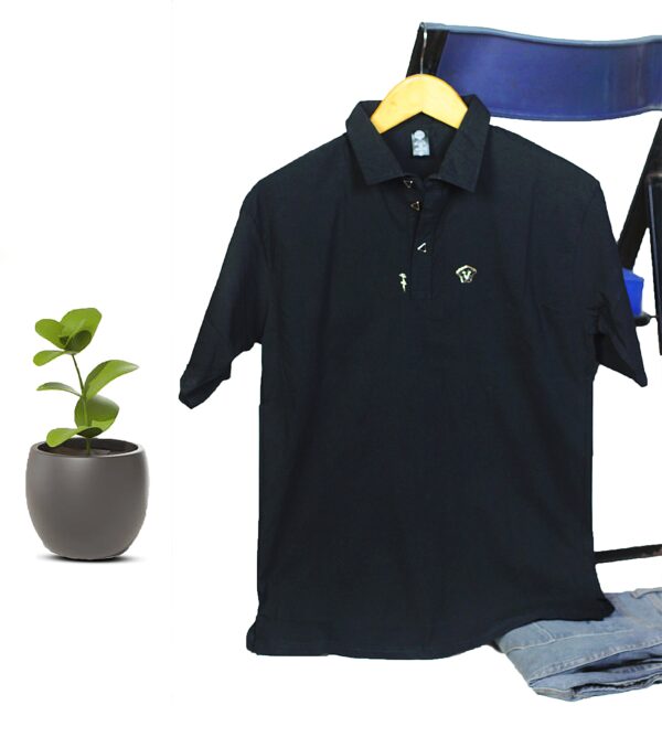 Embossed Polo T-Shirt Black For Mens