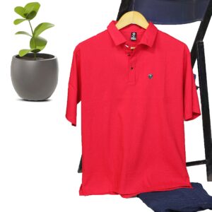 Embossed Polo T-Shirt Red Colour For Mens