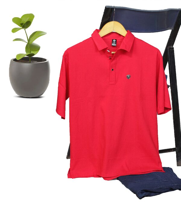 Embossed Polo T-Shirt Red Colour For Mens