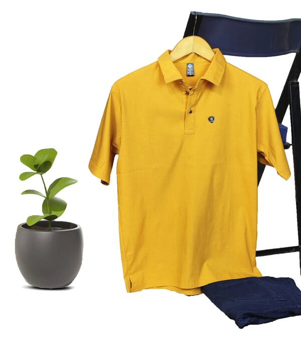 Embossed Polo T-Shirt Mustard For Mens