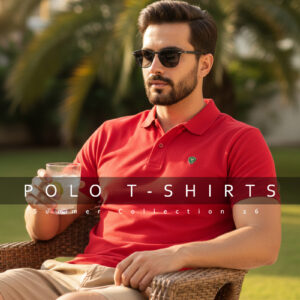 Embossed Polo T-Shirt Red Colour For Mens