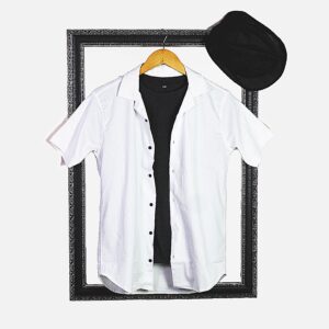 Power Stretchable Embossed Half Sleeves Cuban Collar