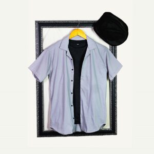 Casual Power Stretchable Embossed Half Sleeves Cuban Colla