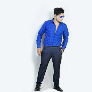 Semi-Formal Blue Check Cotton Shirt