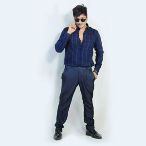 Semi-Formal Blue Check Cotton Shirt 100% Pure Cotton