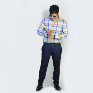 Semi-Formal Check Cotton Shirt Light Beige Colour