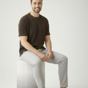 Popcorn Drop Shoulders T-Shirt Half Sleeves Round-Neck