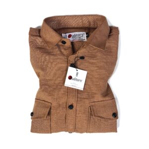 Casual Double Pocket Cambric Shirt Brown