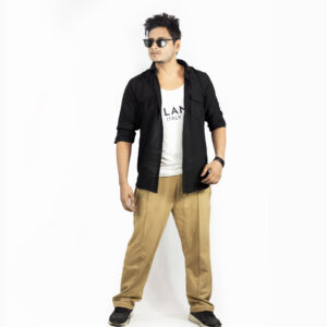 Casual Double Pocket Cambric Shirt Black