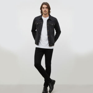 Denim Jacket Double Pocket Black
