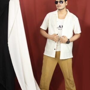 Richfit Stylish White Sheer Net Shirt Transparent Partywear