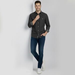 Mens Charcoal Grey Denim Shirt